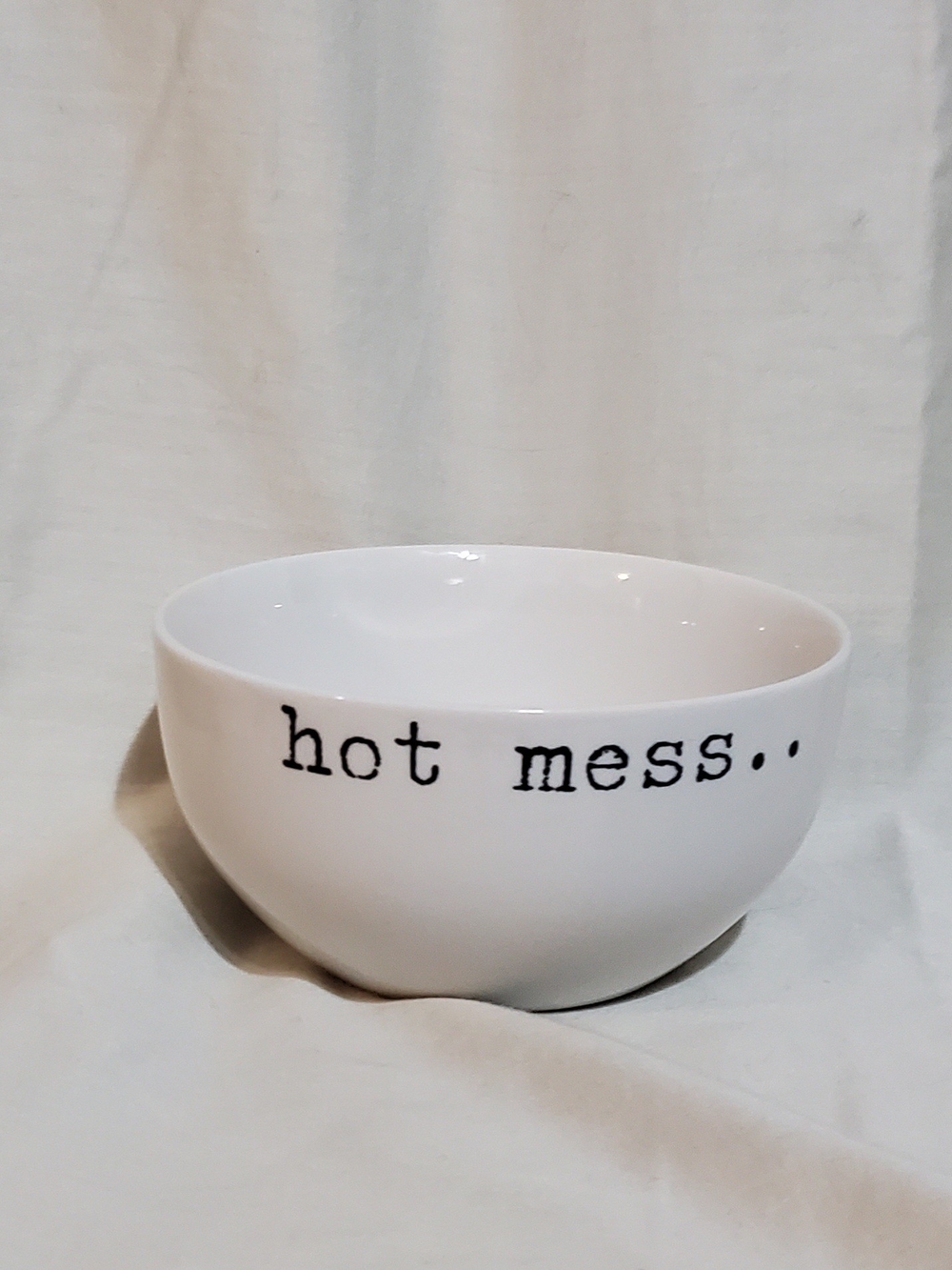 White Ceramic 'hot mess..' Bowl - White